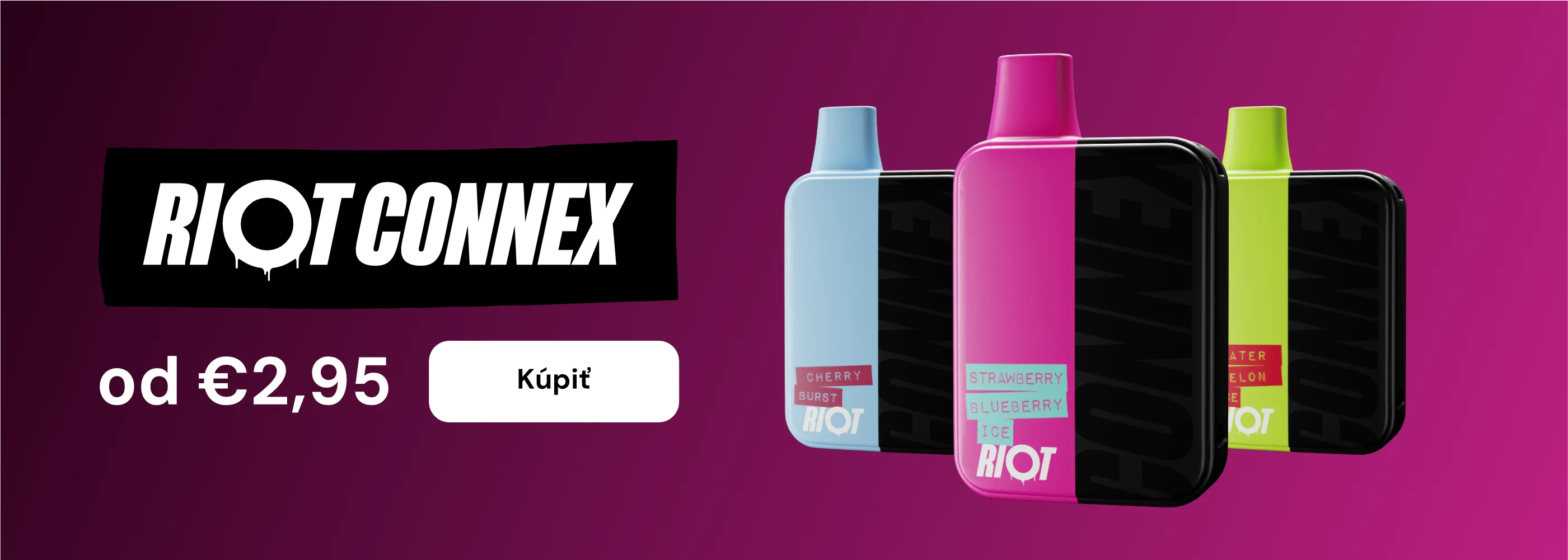 Banner pre RIOT Connex na Nikotin.sk – od 2,95 € za kvalitný pod systém. Kúp teraz!