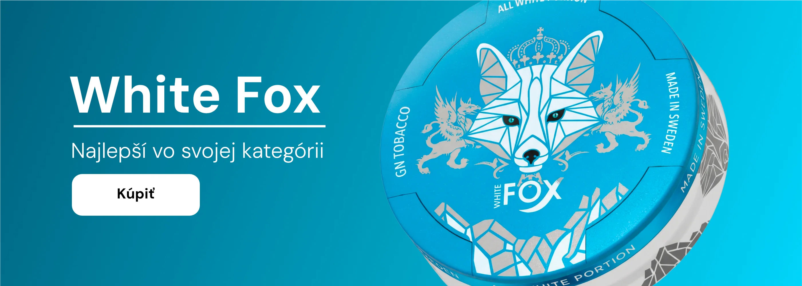 Banner pre produkt White Fox na Nikotin.sk – najlepší nikotínový sáčok vo svojej kategórii. Kúp teraz!