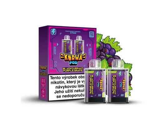 KURWA POD Blackcurrant Purple Grape kapsle – kombinace kyselého černého rybízu a sladkých fialových hroznů, ideální pro vyvážený a dlouhotrvající vapingový zážitek s nikotinovou solí 20 mg/ml