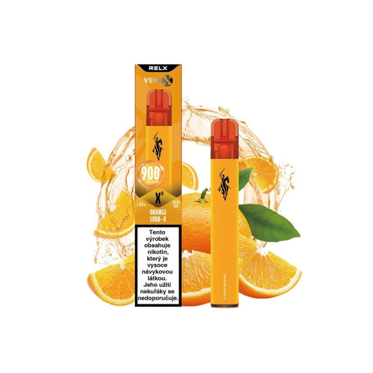 Jednorázová e-cigareta VENIX X2 Orange Soda‑X s osvěžující chutí pomerančové limonády a jemně perlivým efektem, až 900 potahů a hladký nikotinový zážitek