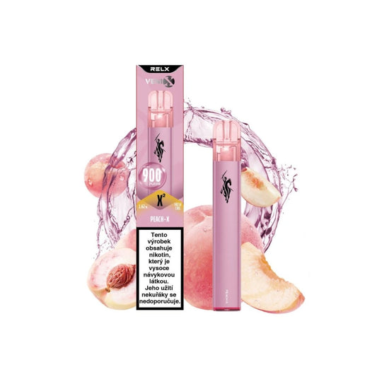 Jednorázová e-cigareta VENIX X2 Peach-X s krémově sladkou chutí šťavnatých broskví, až 900 potáhnutí a 16 mg/ml nikotinové soli